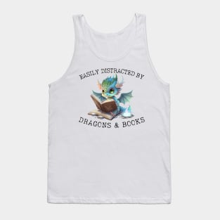 Easily Distracted by Dragons and Books Introvert Shirt Tank Top